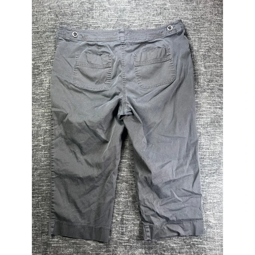 Chico's Capri Pants Womens 3 Black Cotton Blend Stretch Cropped Mid Rise 0469